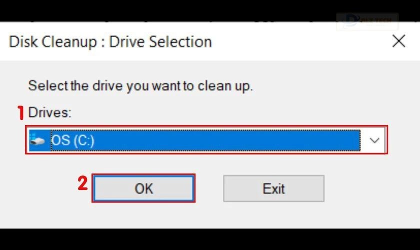 Chọn ổ đĩa muốn dọn dẹp, sau đó nhấn OK