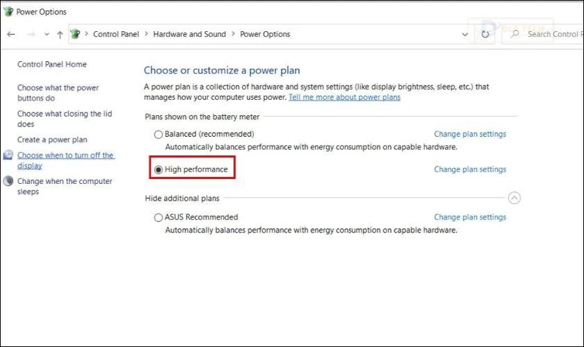 Kiểm tra Power Plan