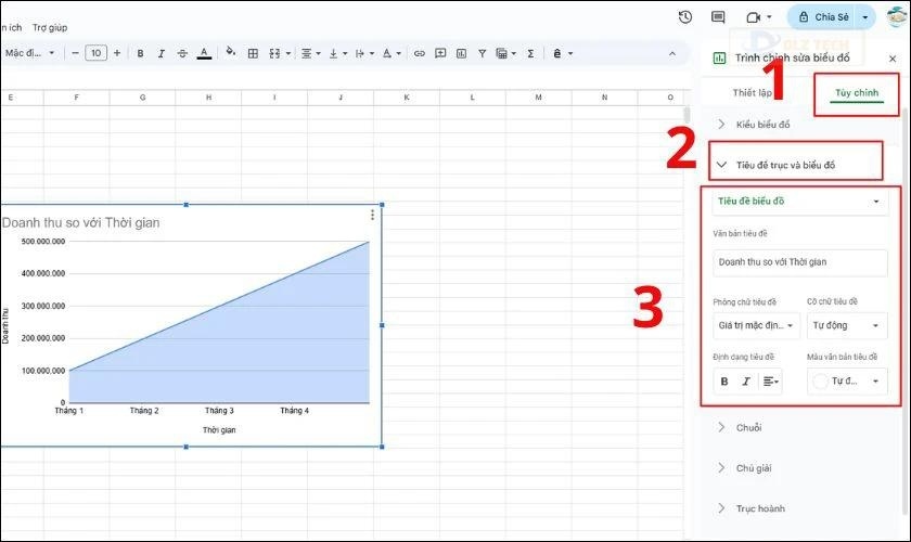 Cách tùy chỉnh biểu đồ trong Google Sheet