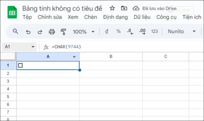 Ô tick xuất hiện sau khi sử dụng hàm CHAR