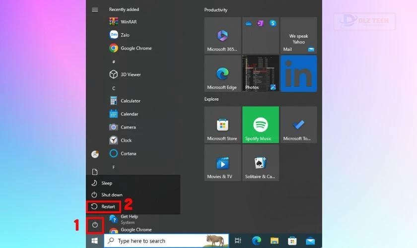 Khởi động lại máy tính