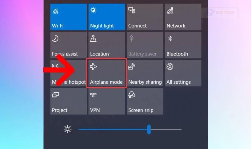 Tắt chế độ máy bay bằng Action Center