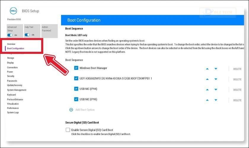 Trong BIOS Setup chọn Boot setting configuration