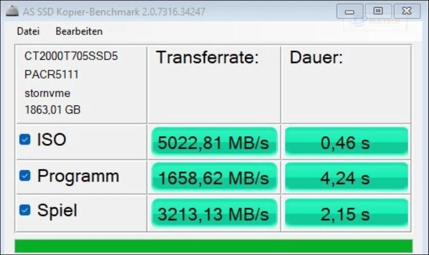 Phần mềm kiểm tra ổ cứng chuyên sâu AS SSD Benchmark