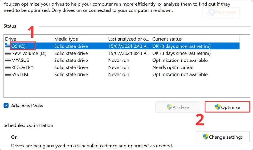 Tối ưu hóa và chống phân mảnh trong Windows 10