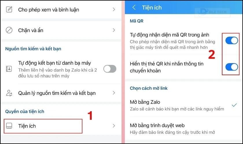 Vào mục Tiện ích trong Quyền của tiện ích. Sau đó, gạt sang trái các mục