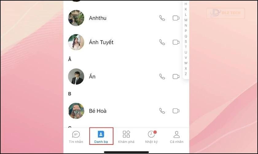 Thiết lập quyền riêng tư chặn/ẩn người trong danh bạ bước 1