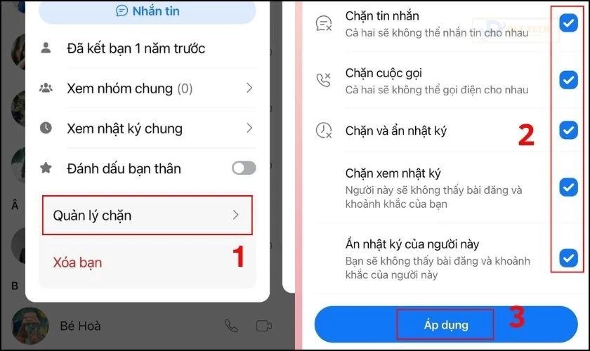 Thiết lập quyền riêng tư chặn/ẩn người trong danh bạ bước 2