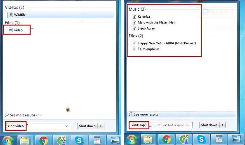 Cách sử dụng Menu Start để tìm kiếm file trong Win 7