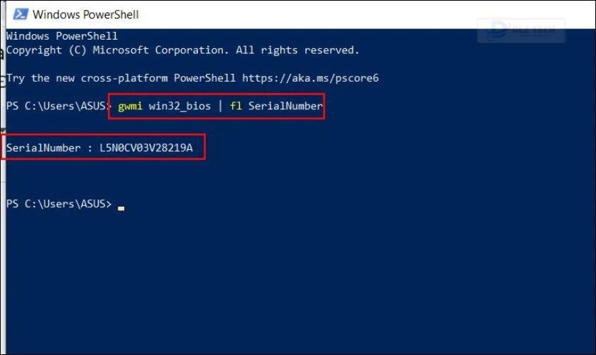 Xem serial number bằng mã lệnh PowerShell