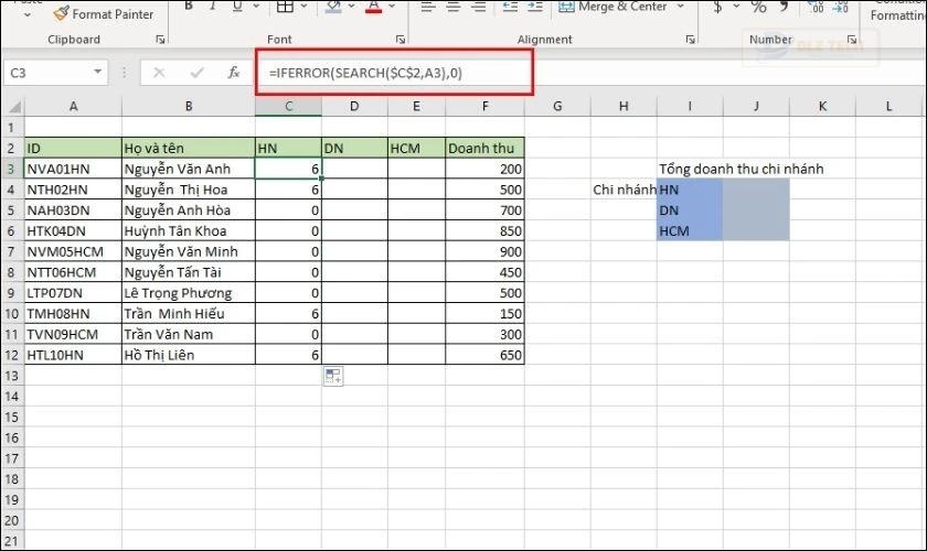 Nhập công thức tính tổng ô vào và nhấn Enter
