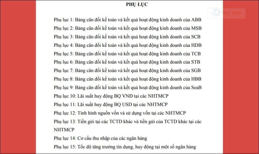 Hướng dẫn trình bày tiểu luận trong Word: Phụ lục