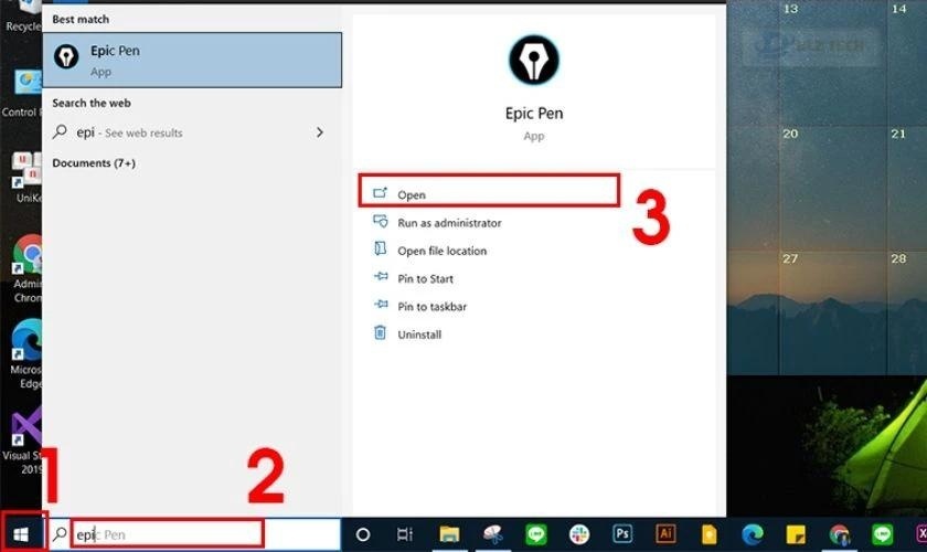 Cách vẽ lên màn hình máy tính Windows bằng Epic pen bước 1