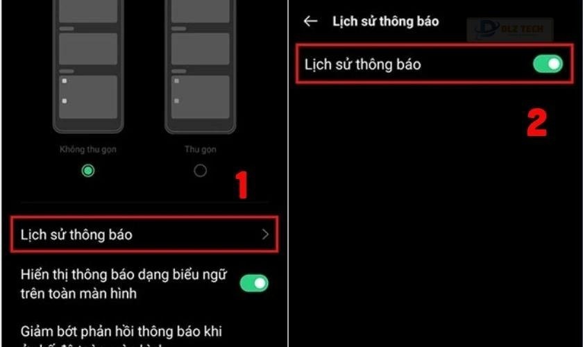 Kiểm tra xem điện thoại của bạn có tùy chọn Lịch sử thông báo
