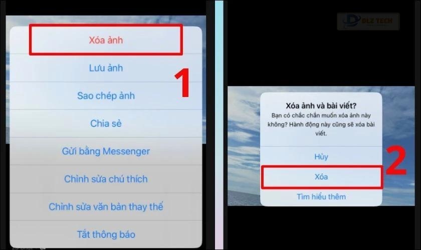 Nhấn Xoá ảnh để xóa ảnh bìa. Cuối cùng, bạn bấm Xóa để xác nhận xóa ảnh bìa