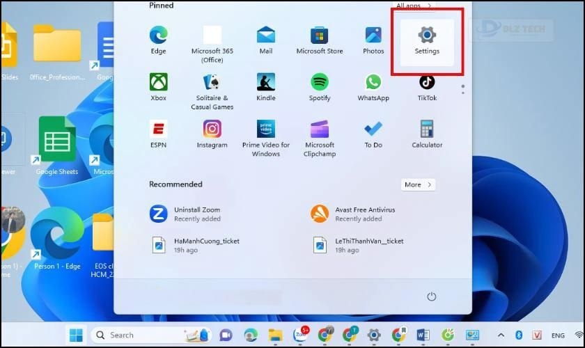 Mở PC Settings