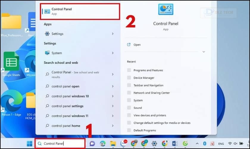 Hướng dẫn mở Control Panel