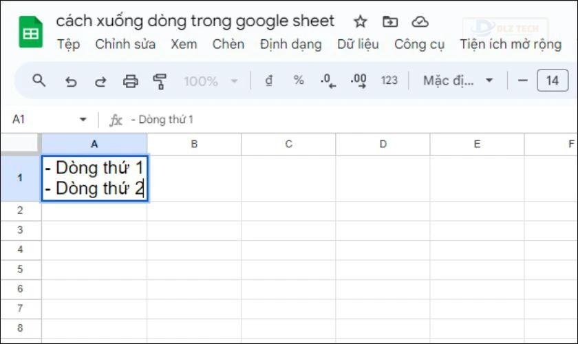 Con trỏ sẽ di chuyển xuống dòng tiếp theo