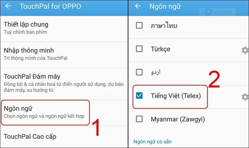 Chọn Ngôn ngữ và tìm chọn Tiếng Việt (Telex) là hoàn tất