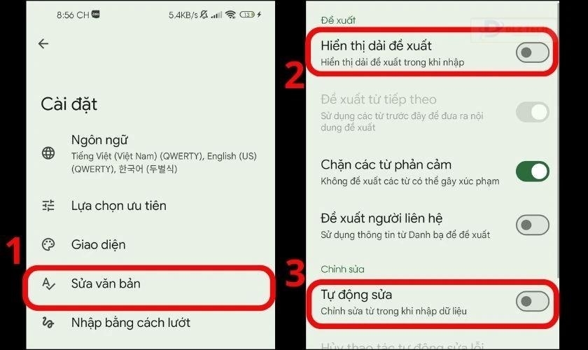 Kéo nút gạt sang trái để tắt tính năng Hiển thị dải đề xuất