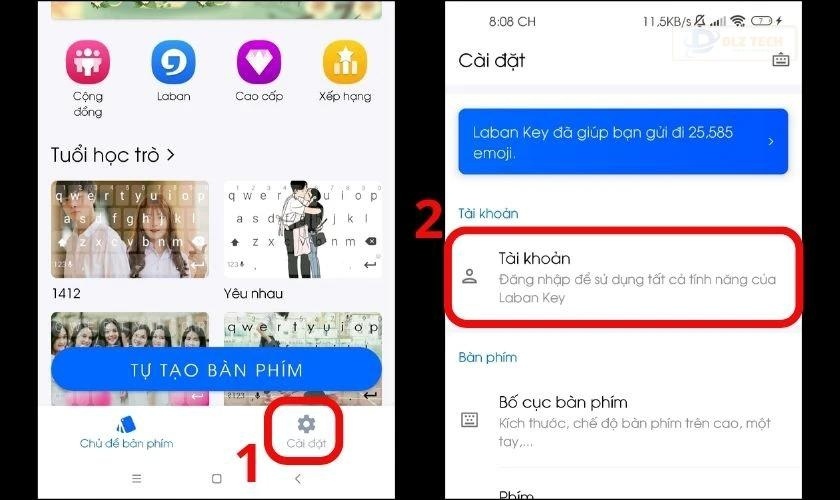 Mở ứng dụng vừa tải và đăng nhập