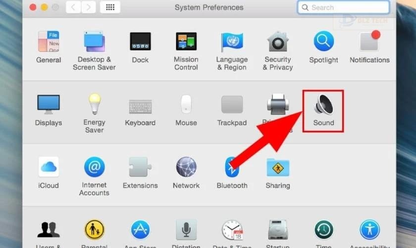 Nhấn vào mục Sound như hình bên dưới