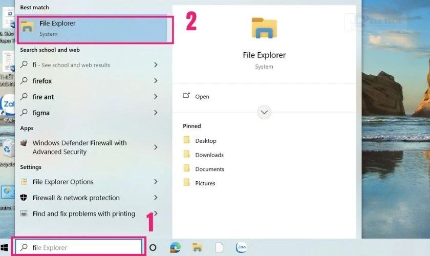 Mở File Explorer