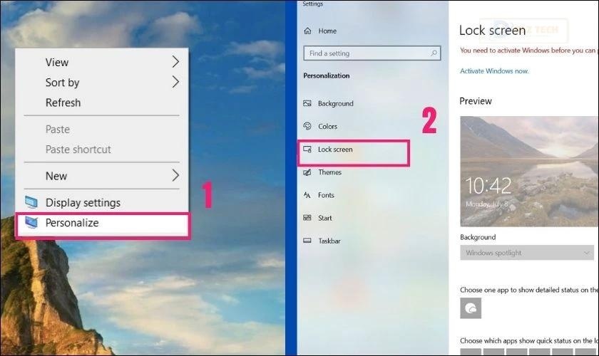 Trong cửa sổ ứng dụng Settings, chọn Personalization