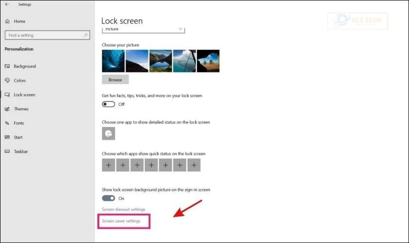 Nhấn vào Screen Saver Settings
