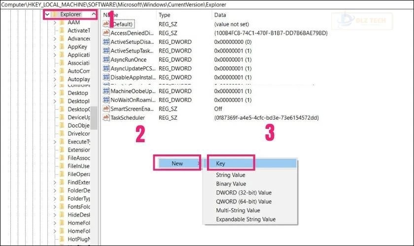 Tạo một mục mới đặt tên là Shell Icons