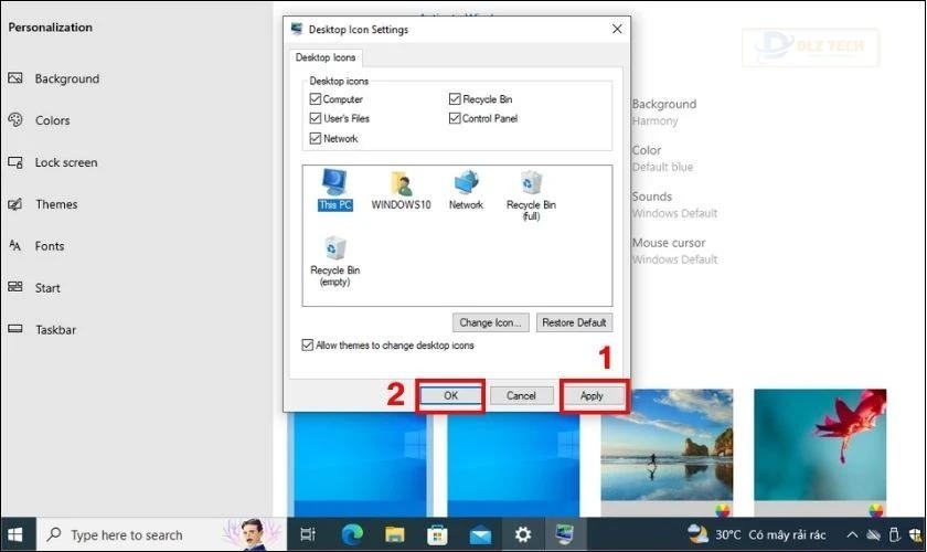 Chọn Apply và bấm OK