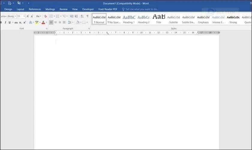 Kéo xuống trang Word trống và nhấp chuột trái