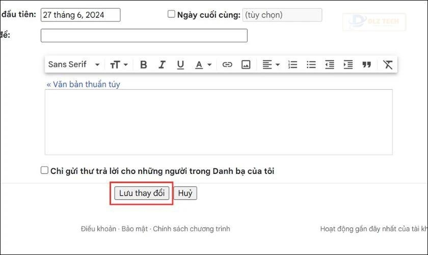 Cuộn xuống trang và nhấp vào Lưu thay đổi