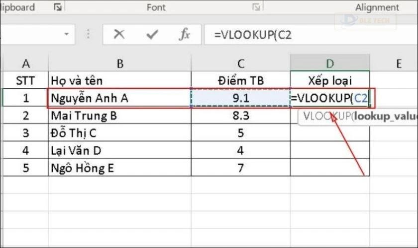 Nhập công thức tìm kiếm điểm số