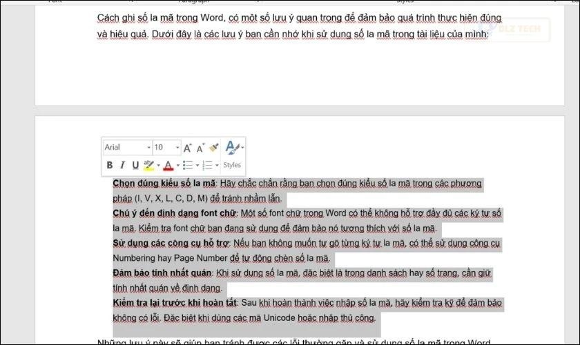 Cách ghi số La Mã trong Word bằng công cụ định dạng số