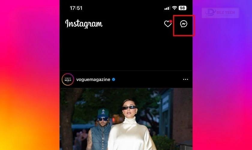 Cách gọi video call trên Instagram bằng điện thoại bước 1