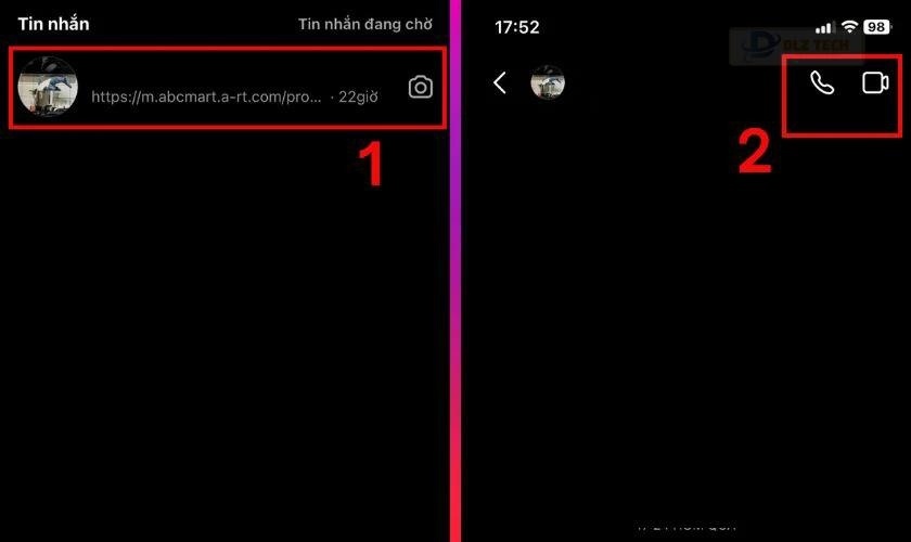 Cách gọi video call trên Instagram bằng điện thoại bước 2