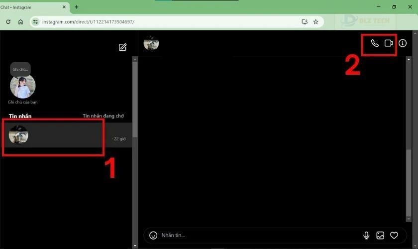 Cách gọi video call trên Instagram bằng máy tính bước cuối