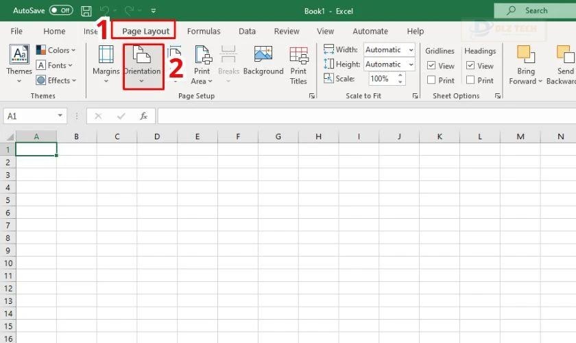 Chọn Orientation để chỉnh dạng in