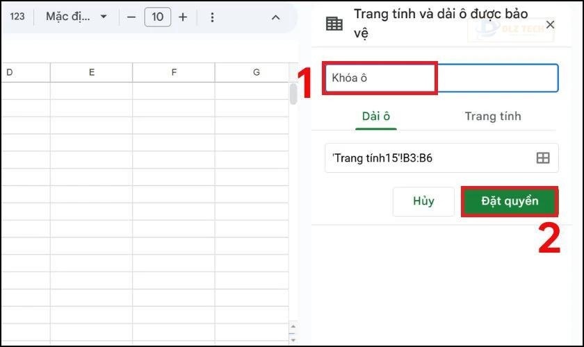 Mô tả khóa ô trong Google Sheets