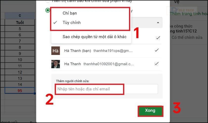 Tùy chỉnh quyền trên công thức trong Google Sheet