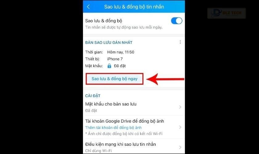Sao lưu và đồng bộ ngay nếu bạn đã chắc chắn muốn khôi phục