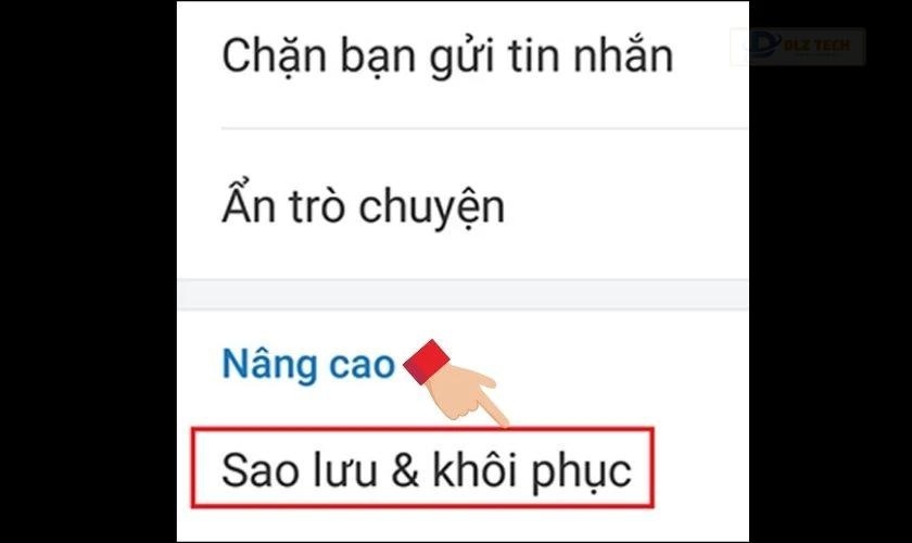 Chọn tiếp vào mục Sao lưu và khôi phục