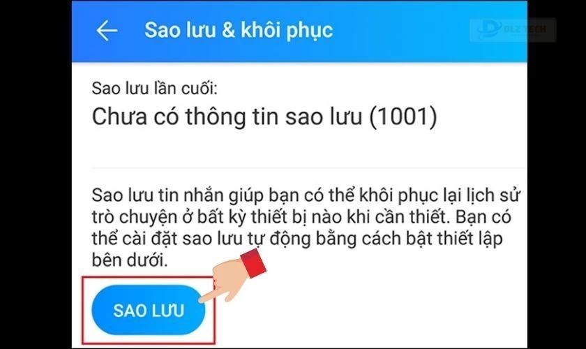 Bấm vào Sao lưu và đợi hệ thống sao lưu dữ liệu cho bạn