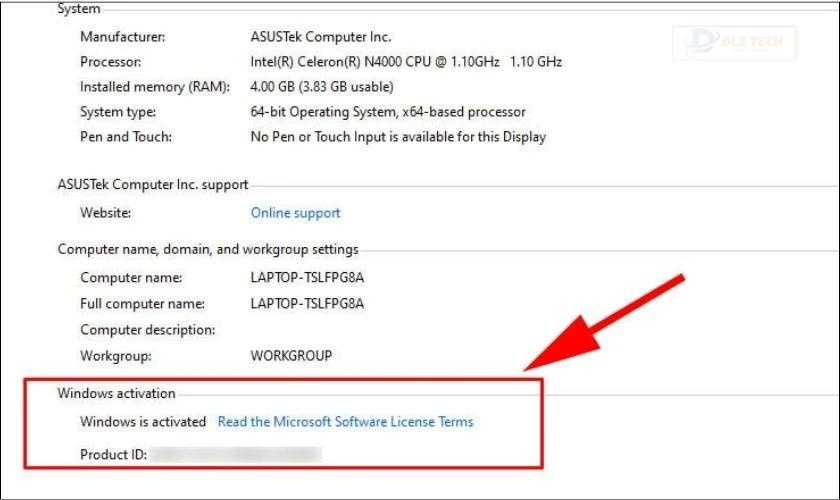 Win đã kích hoạt bản quyền sẽ trả về dòng Windows is activated