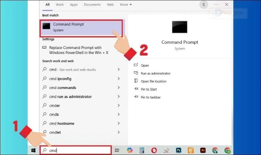 Mở Command Prompt trên máy tính của bạn