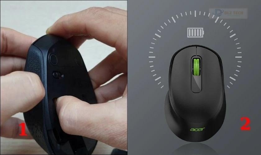 Tháo lắp pin mới cho chuột Acer khi hết pin để sử dụng tiếp