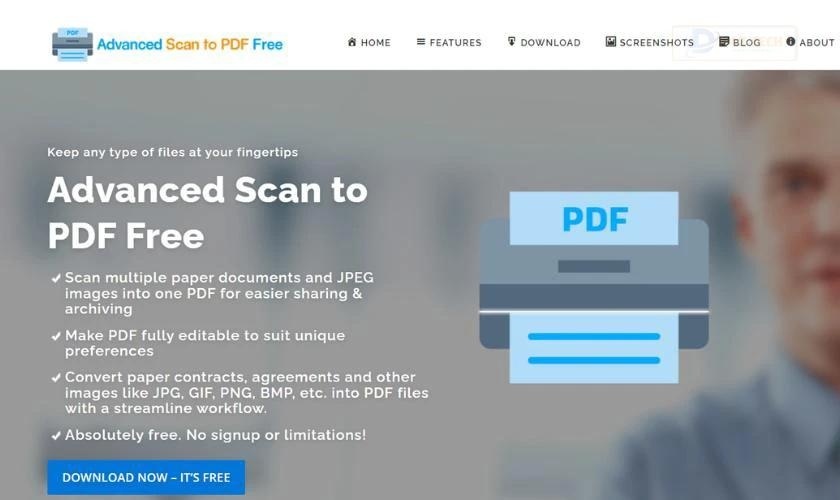 Cách scan trên máy tính với Advanced Scan to PDF Free