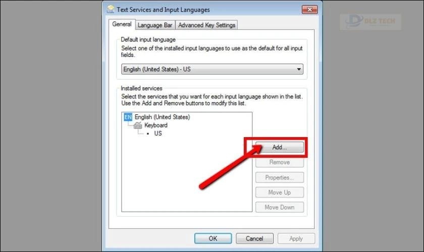 Thêm tiếng Trung tại tab General