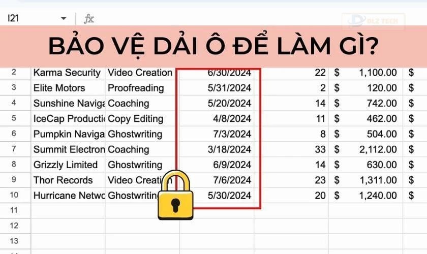 Bảo vệ dải ô trong Google Sheet để làm gì?